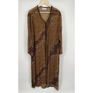 Mark And John By Gopal Vintage Womens Duster Jacket Size 2X Animal Print Beads